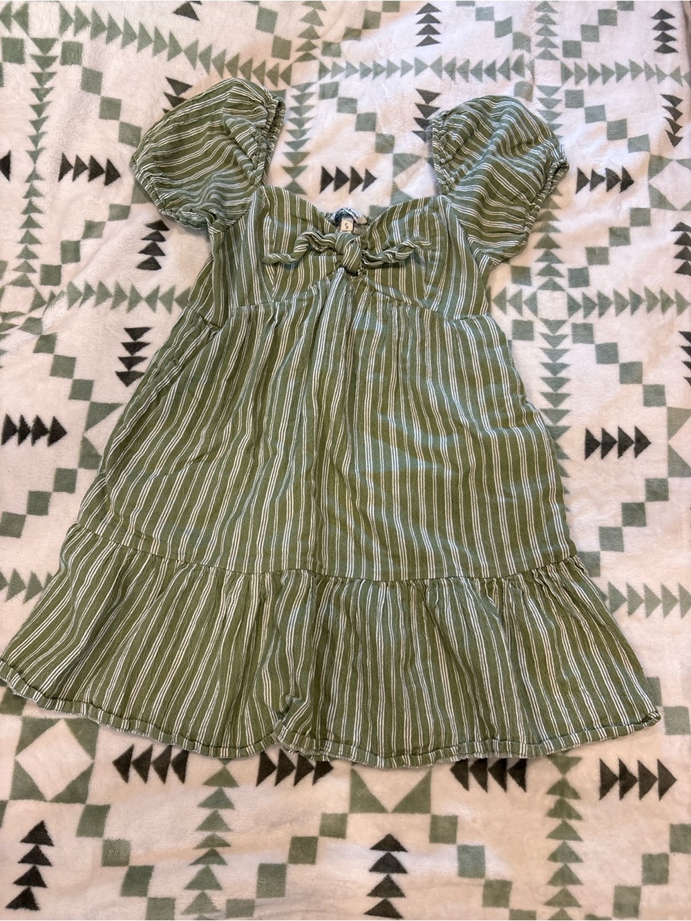 Speechless Green Stripe Tie-Front Sundress